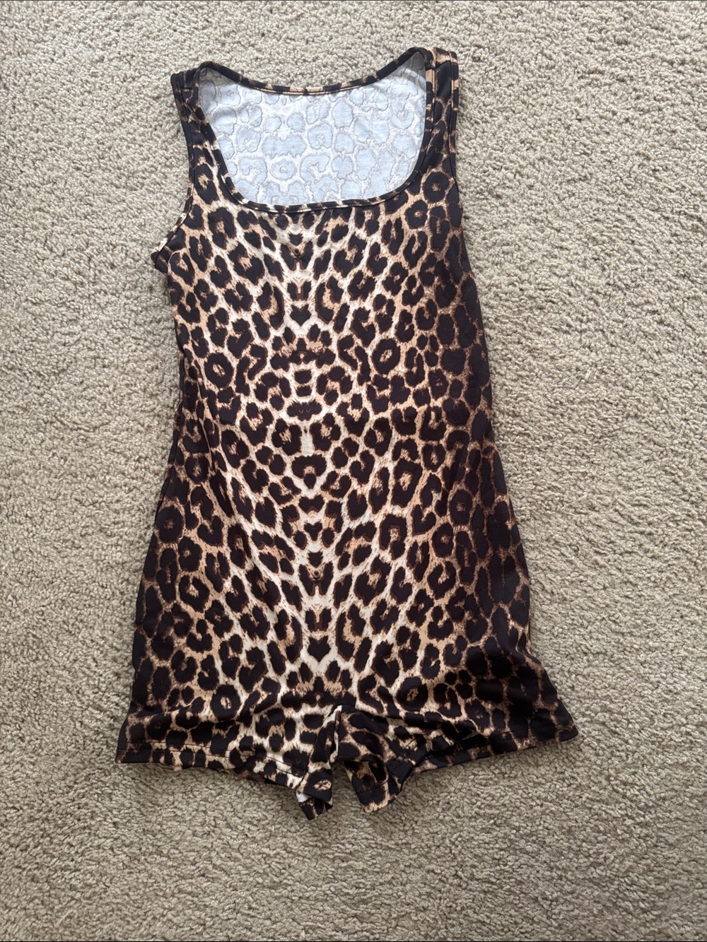 SHEIN Leopard Print Sleeveless Romper - Brown